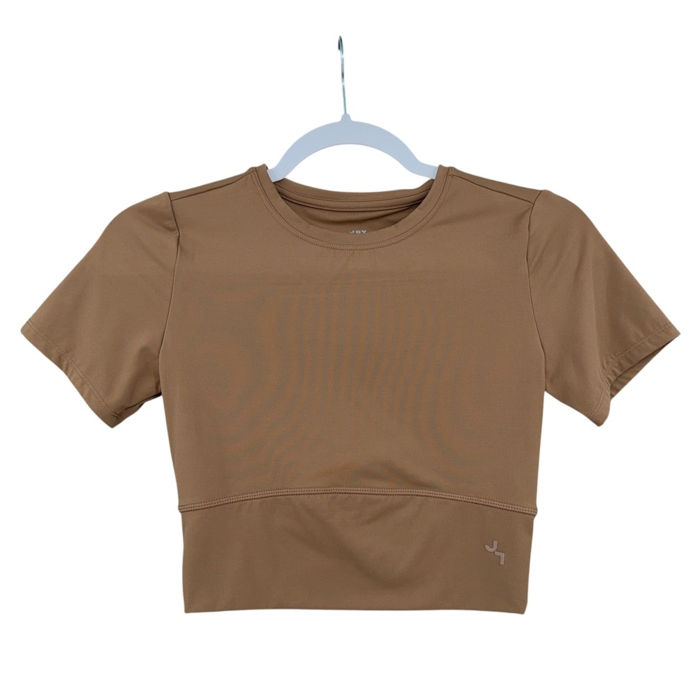 JoyLab Cropped Activewear Top Women Extra Small Nylon Spandex Brown